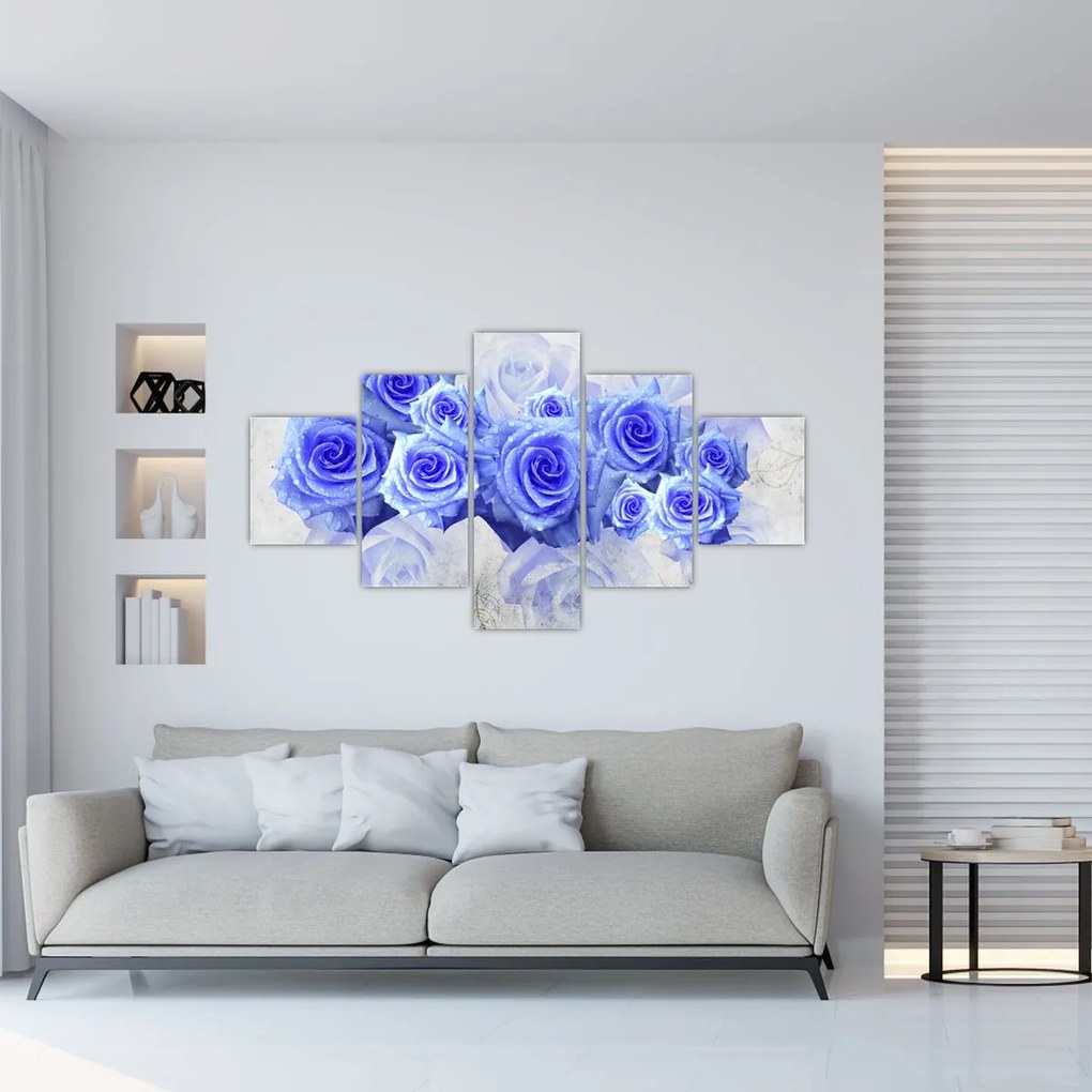Obraz - Niebieskie róże (125x70 cm)