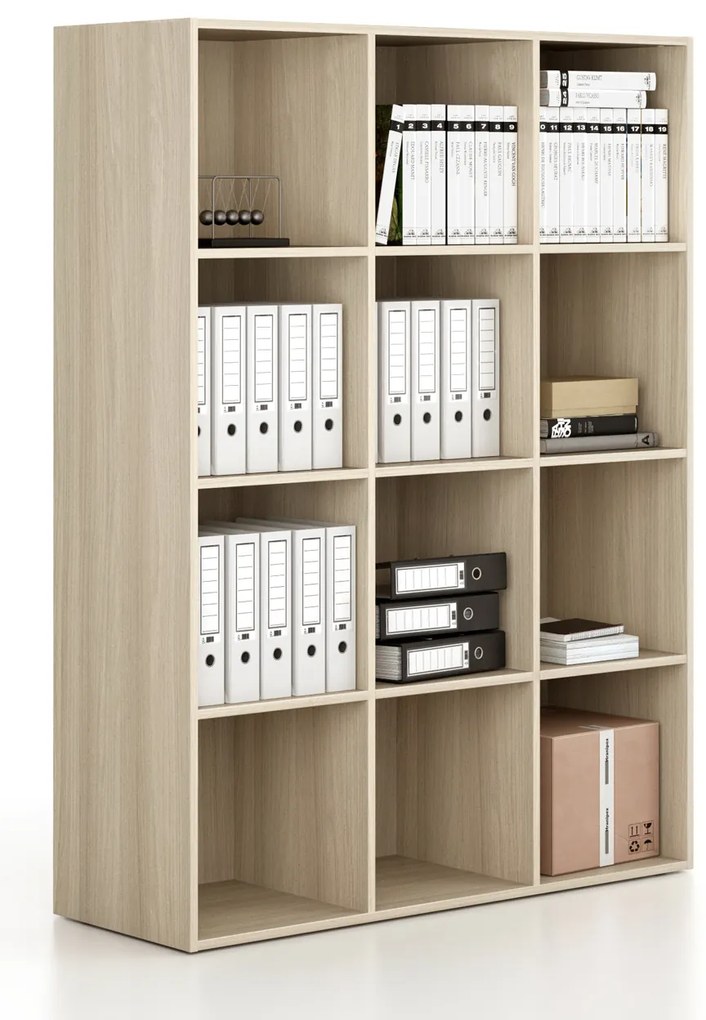 Regał FRAME, dolny, 3 kolumny, 1735 x 1299 x 450 mm, dąb naturalny