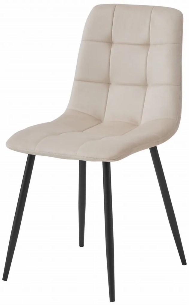 Krzesło aksamitne KARA beżowe na czarnych nogach