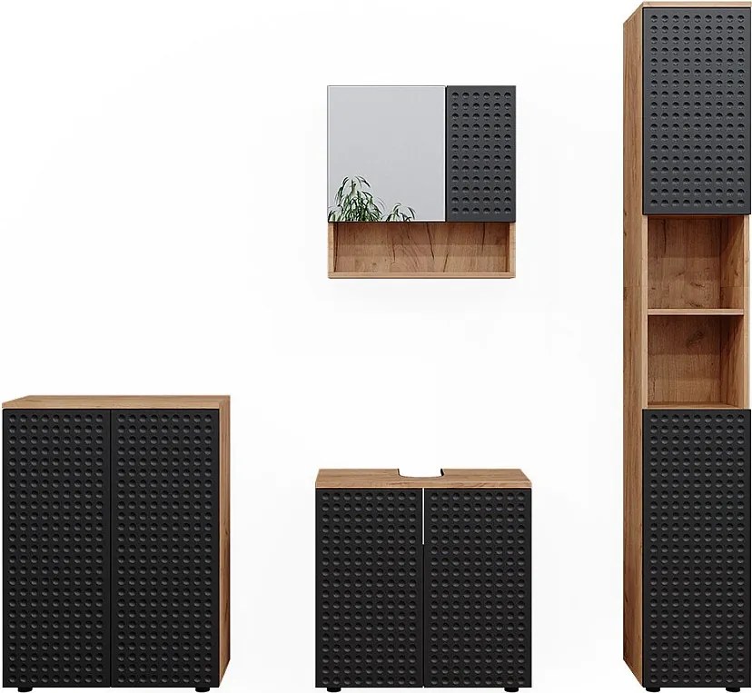 Zestaw mebli łazienkowych kropkowany antracyt 80x41x58.6 irma