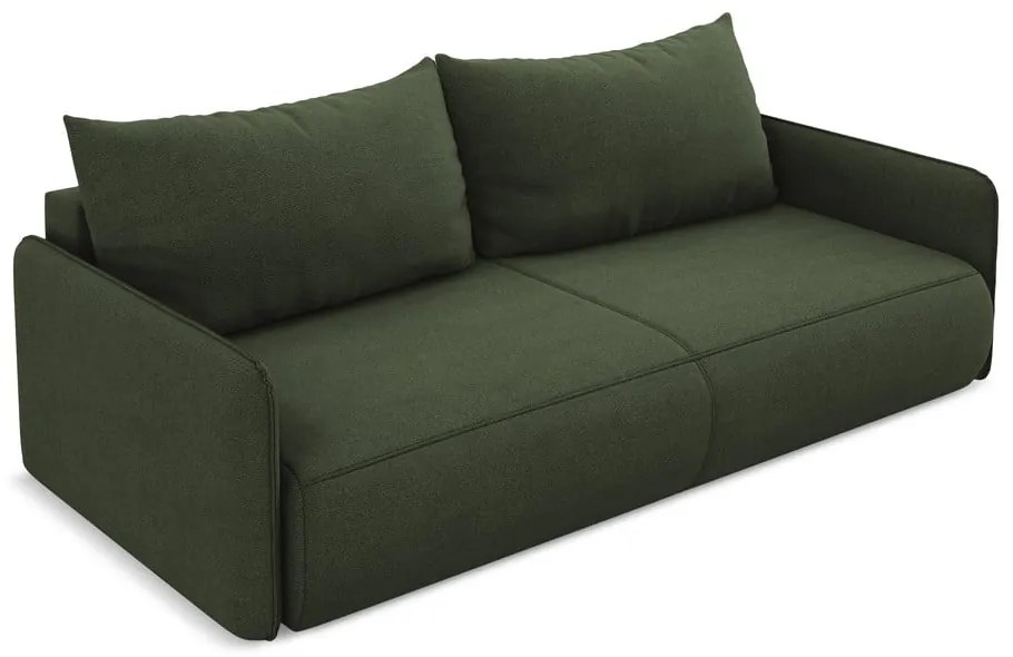 Zielona rozkładana/ze schowkiem sofa 216 cm Nanea – Makamii