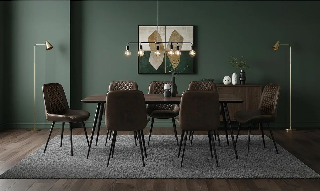 Stół żłóbkowy z prostokątnym blatem w kolorze tekowym 220 cm