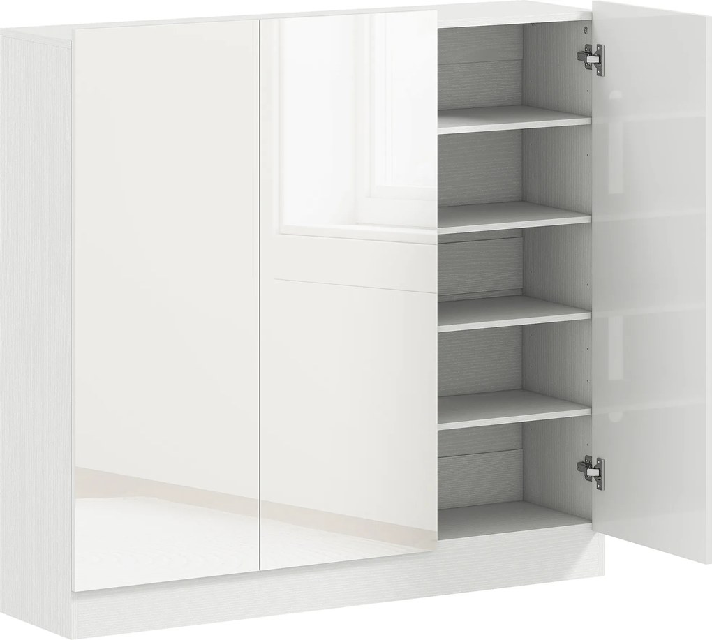 HOMCOM Szafka na buty z 10 półkami na 25-30 par butów, Otwory wentylacyjne, Drzwi z funkcją Soft-Close, MDF, Biały