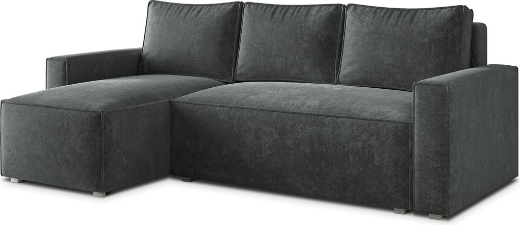 Masseno Narożnik POTARO z funkcją spania i pojemnikiem na pościel Narozniki L, Rozkładana sofa - Szary, LUMO 75