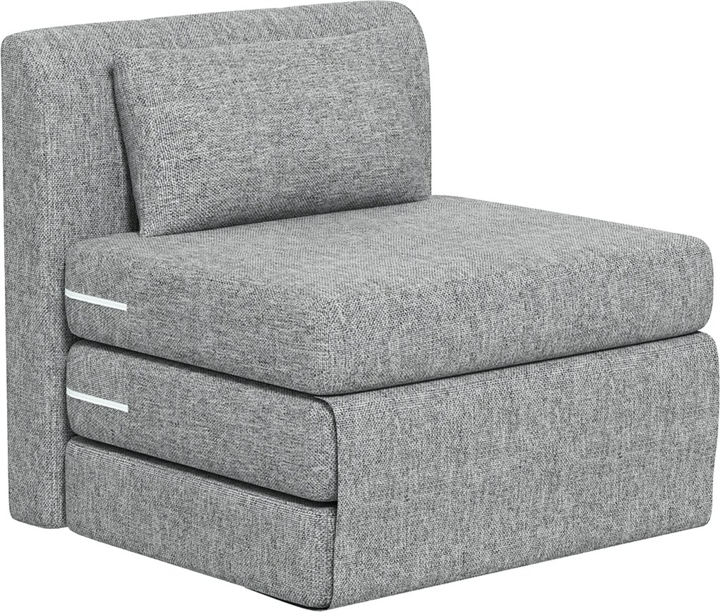 HOMCOM Fotel-sypialnia, materac dla gości, trzykrotnie składany, kompaktowy, z metalową ramą, 80x75x74 cm, Szary