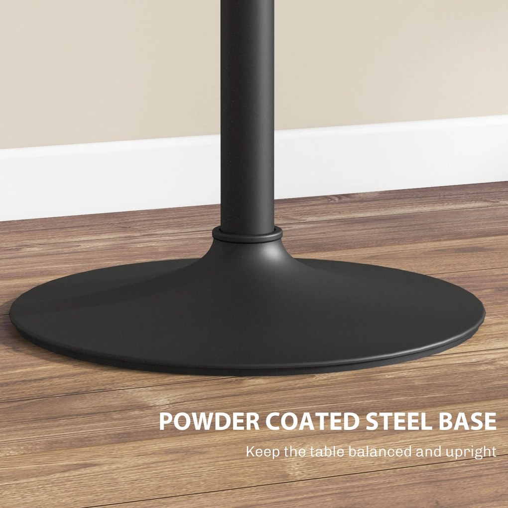 HOMCOM Stół Barowy dla 2 Osób, Regulowany Wysokościowo, Wygląd Marmuru, 60 x 60 x 68-93,5 cm, Czarny