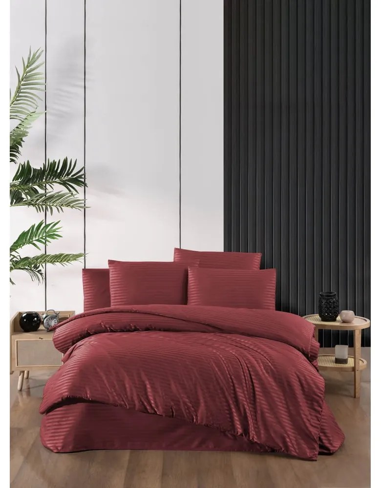 Czerwona adamaszkowa pościel dwuosobowa z prześcieradłem/4-częściowa 200x220 cm – Mila Home