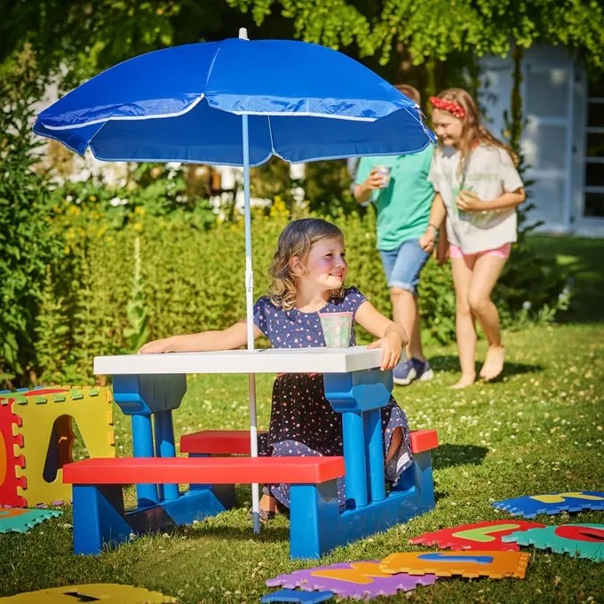 Spielwerk Zestaw mebli dziecięcych ze słonecznikiem JASMIN, 67x78,5x42,5cm, niebieska/biała/czerwona