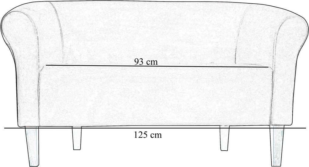Sofa Milo tkanina Welur wygodna sofa tapicerowana do salonu i poczekalni : Kolor nogi - Drewno, Kolor tkaniny - VELVET - BL06, Typ tkaniny - Velvet, Wysokość nogi - 15 cm