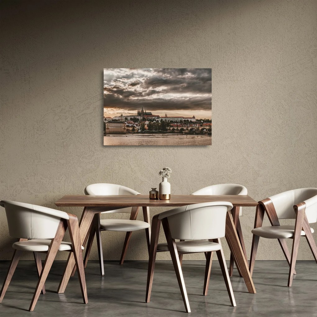 Obraz na szkle - Zamek Praski o zmierzchu (70x50 cm)