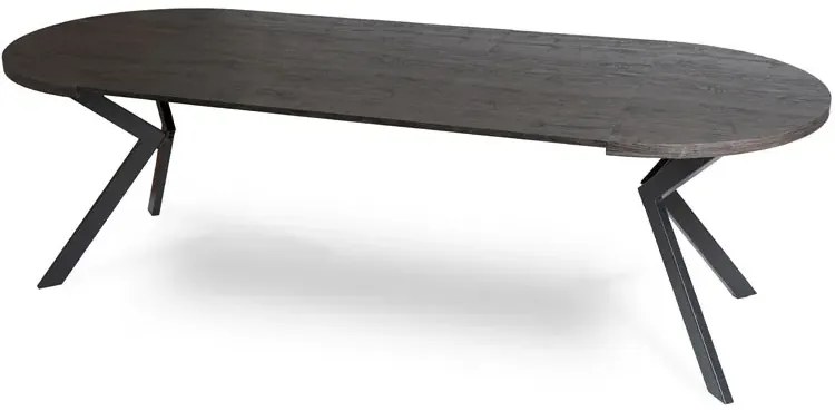 Okrągły czarny rozkładany stół w stylu loft E8-P61