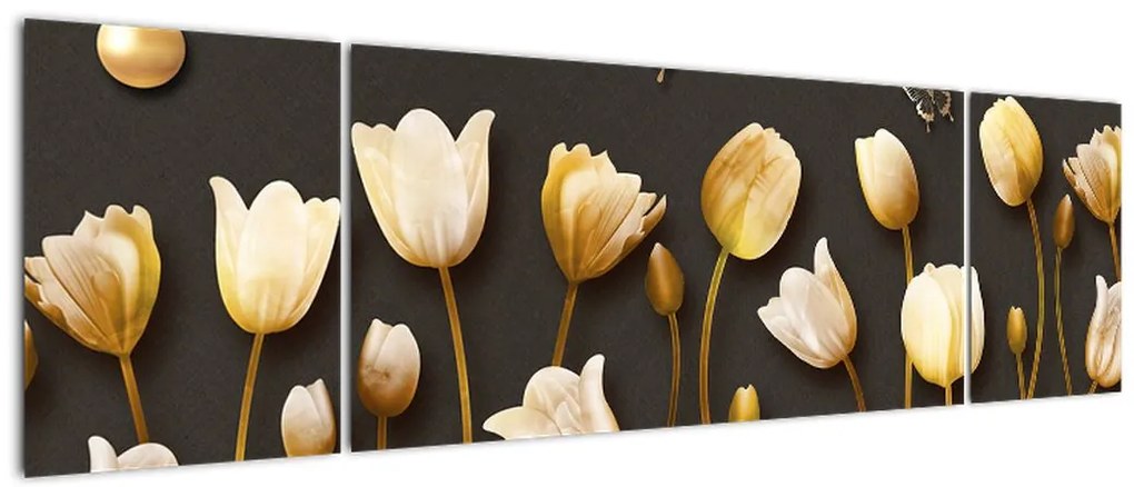 Obraz - Tulipany - abstrakcja (170x50 cm)