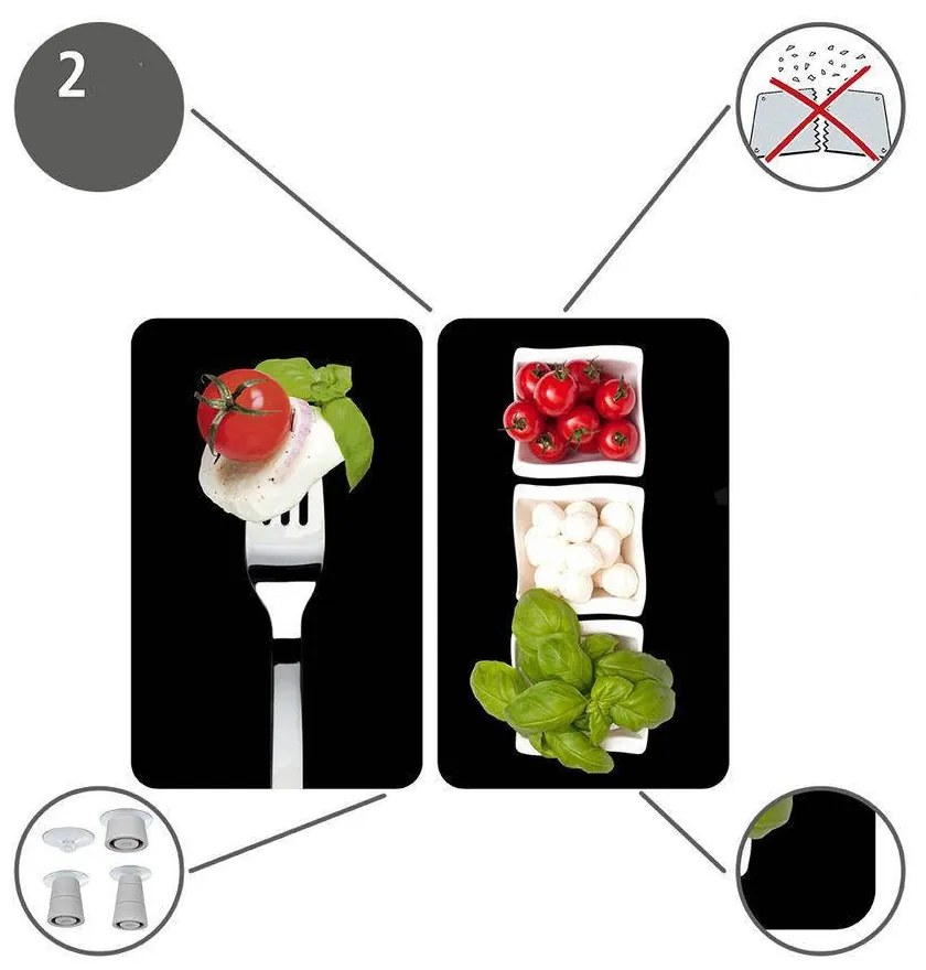 Szklane płyty ochronne CAPRESE na kuchenkę – 2 sztuki, WENKO
