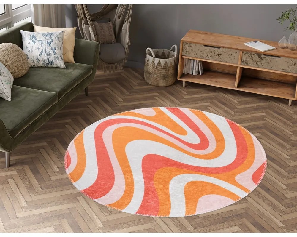 Pomarańczowy okrągły dywan odpowiedni do prania ø 120 cm Colors of Joy – Vitaus