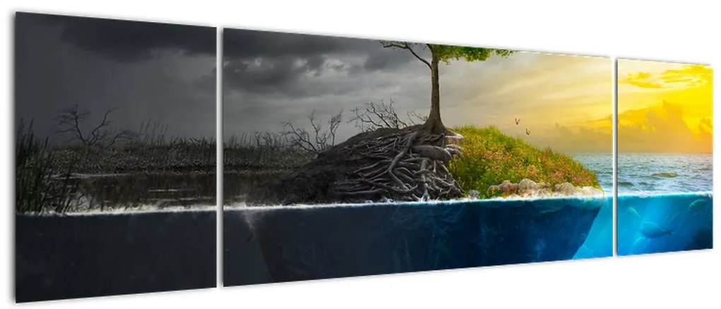 Obraz przedstawiający dwie strony (170x50 cm)