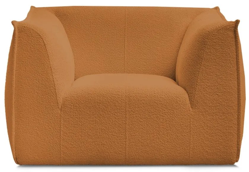 Musztardowy fotel z materiału bouclé Giorgia – Bobochic Paris