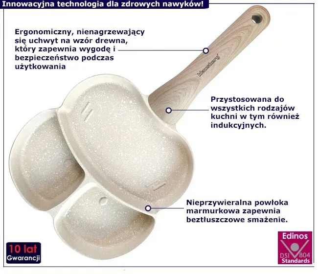 Aluminiowa kremowa patelnia do jajek z powłoką marmurkową F7-W14