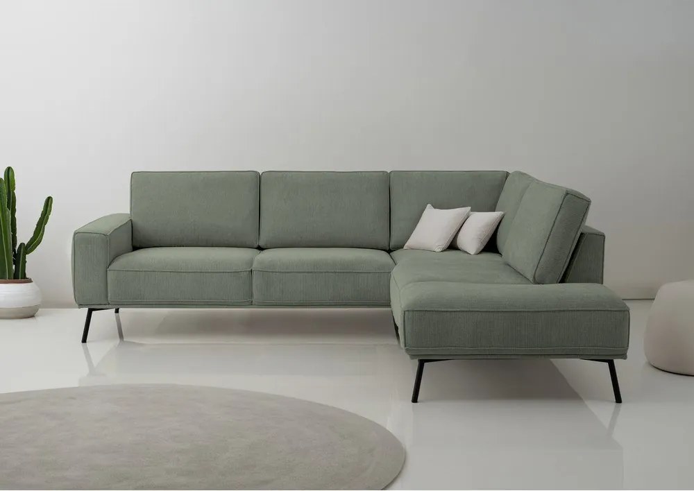 Zielony narożnik z tkaniny szenilowej (prawostronny/w kształcie litery L) Amsterdam – Scandic