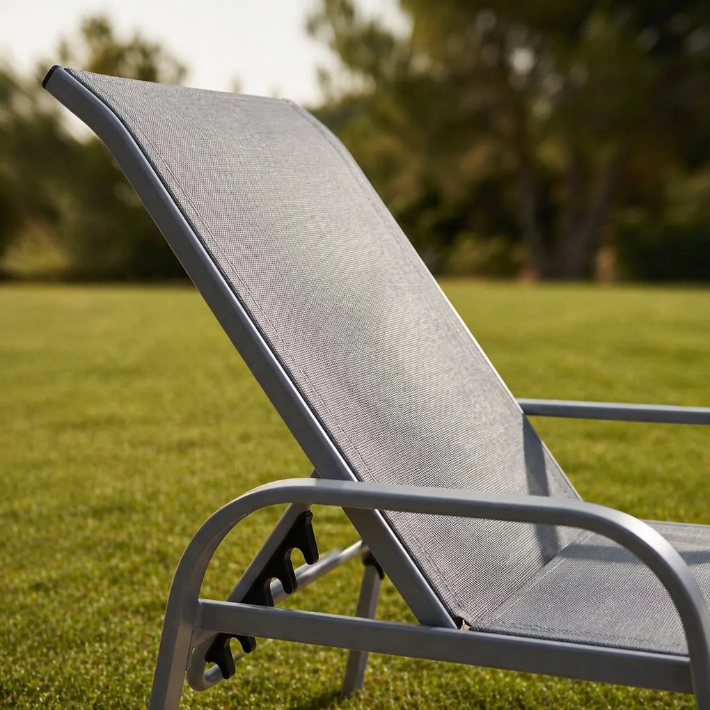 Leżak ogrodowy basenowy Summer regulowany, kolor szary