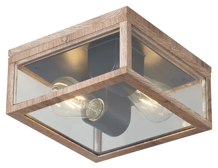 Zewnetrzna Industrialna lampa sufitowa z nadrukiem drewna IP44 2-źródła światła - CharloisPrzemysłowy Oswietlenie zewnetrzne