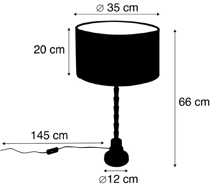 Lampa stołowa art deco brąz klosz welurowy czerwony 35cm - Pisos ArtDeco Oswietlenie wewnetrzne