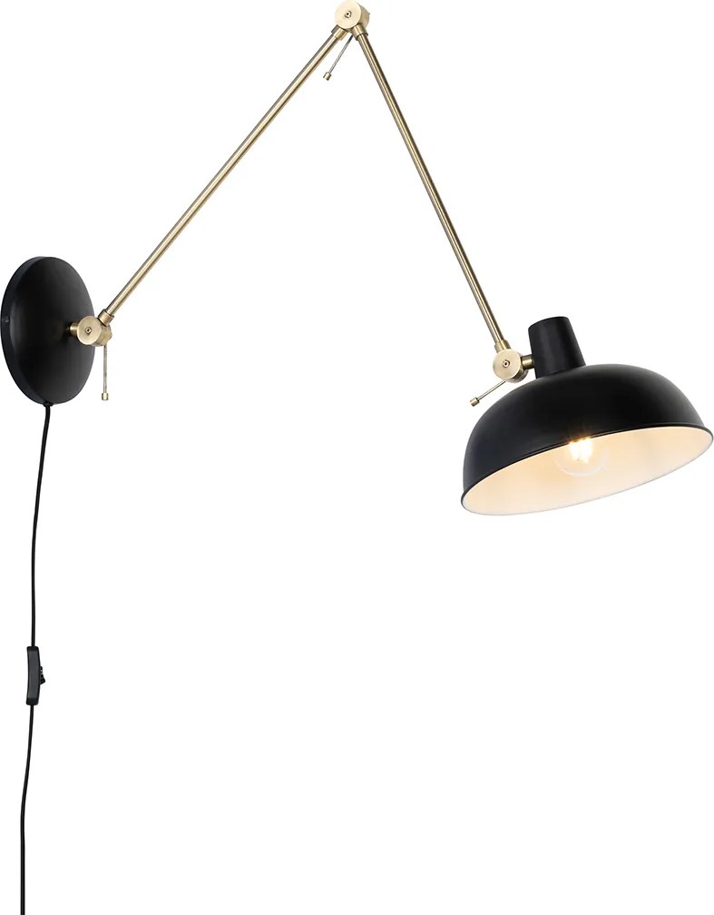 Retro kinkiet czarny z brązem - Milou