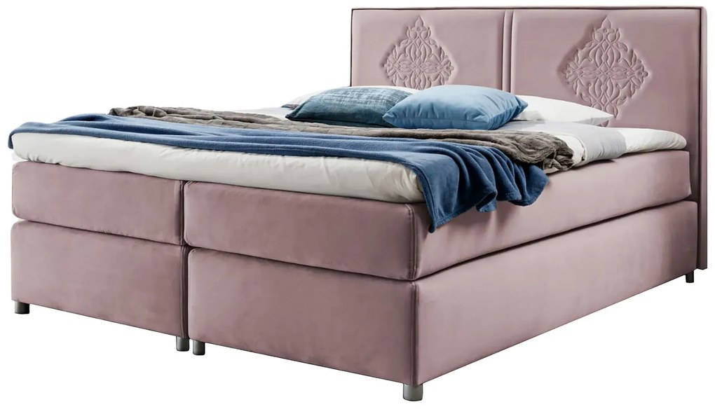 Różowe welurowe łóżko kontynentalne 5 rozmiarów Z9-W35