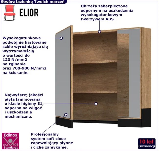 Szafka łazienkowa z lustrem w kolorze dąb złoty W1-N87