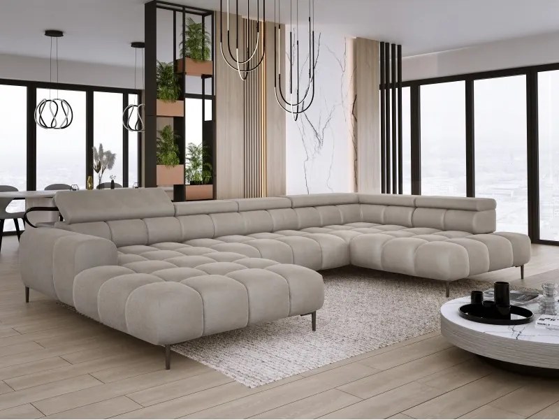 Narożnik PLAZA XL Prawostronny z elektryczną regulacją siedziska Tkanina APHRODITE 04 WERSAL