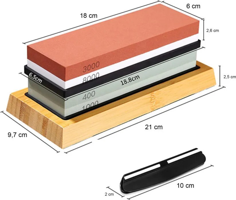 Kamień wodny, ostrzałka, osełka - zestaw do ostrzenia noży 400/1000 3000/8000