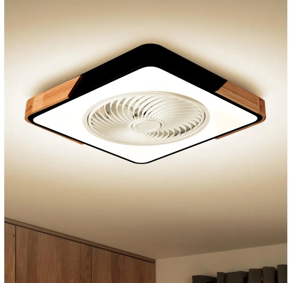 Brilagi-LED 30W 230V czarny/dąb lampa z wentylatorem LED 3000-6500K + DO