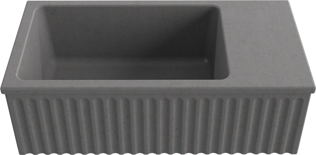 Umywalka betonowa ryflowana nablatowa / wisząca prostokątna 60 x 30 cm WELLE | różne kolory : Kolor - Popielaty, Typ montażu - nablatowa