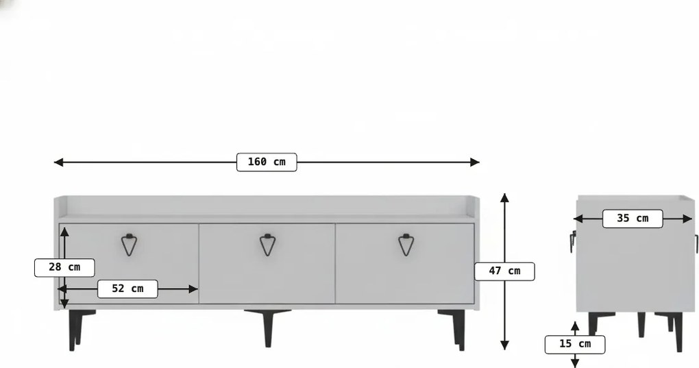 Stolik RTV PIENA 160 cm, biały