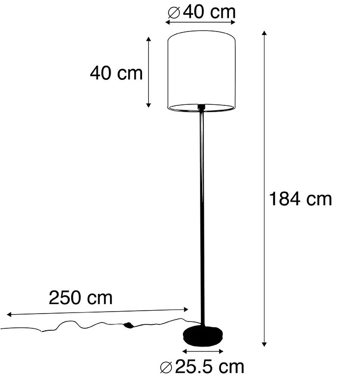 Klasyczna lampa stojąca mosiądz z czarnym abażurem 40 cm - Simplo