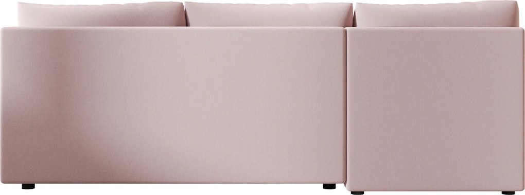 Rozkładana narożna sofa VENORIA SLIM 200x143 cm, pudroworóżowa, uniwersalna + 2 poduszki GRATIS