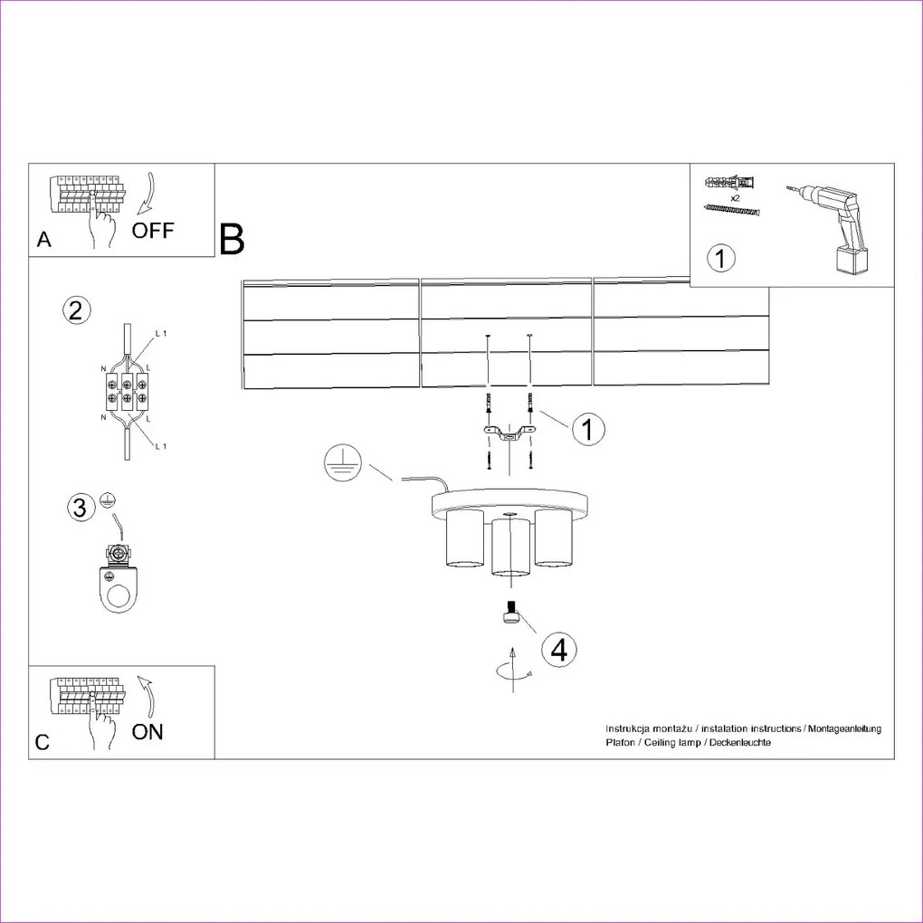 Plafon LAGOS 3P czarny SOLLUX LIGHTING