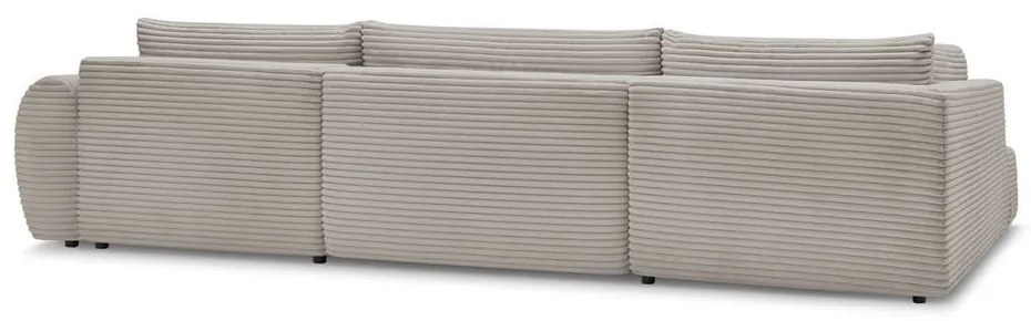 Jasnoszary/beżowy sztruksowy rozkładany/ze schowkiem narożnik (lewostronny/w kształcie litery U) Lucien – Bobochic Paris