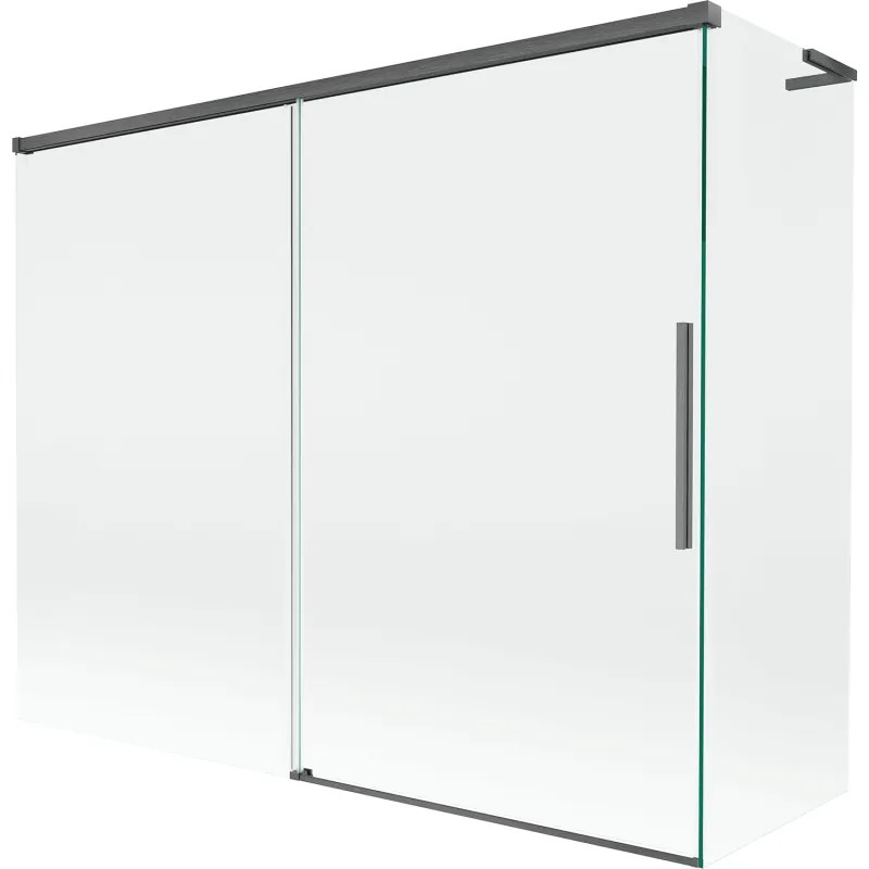 Mexen Rox L parawan nawannowy 2-skrzydłowy rozsuwany 190 + 90 x 150 cm, transparent, gun gray szczotkowany - 8C9L-190-090-66-00