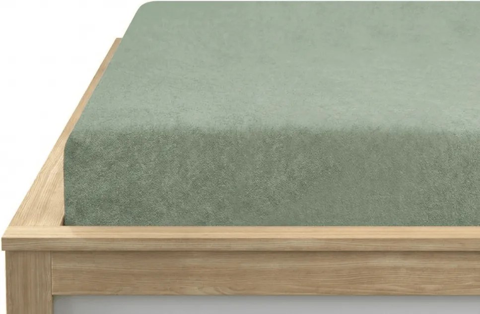 PrzytulneMieszkanie.pl Frotte prześcieradło EXCLUSIVE jasno oliwkowe 180 x 200 cm