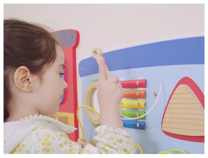 Viga drewniana tablica sensoryczna-manipulacyjna edu pociąg