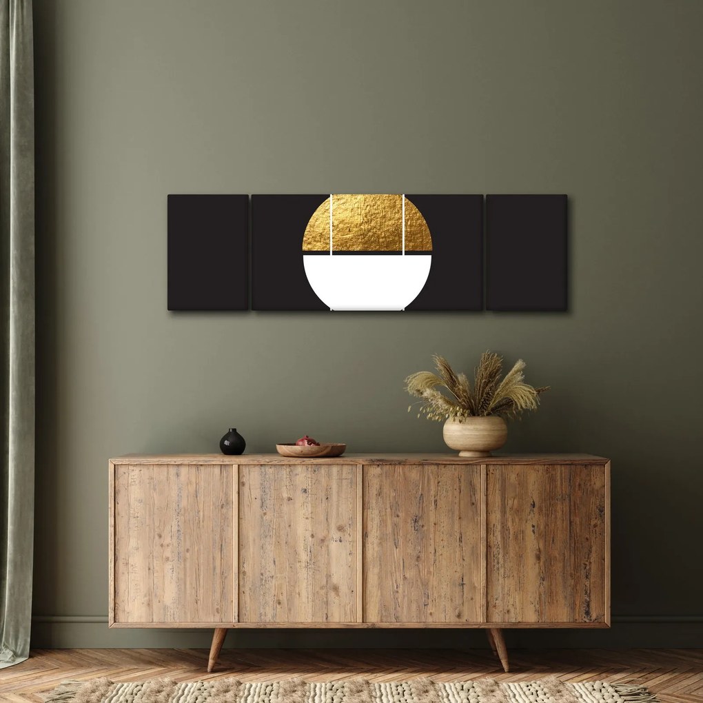 Obraz - Abstrakcja złoto i czerń N⁰1 (170x50 cm)