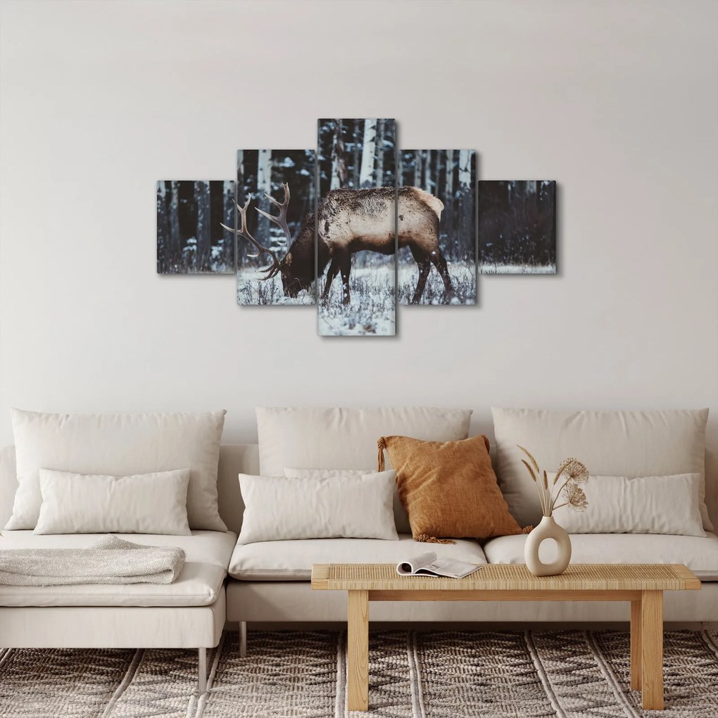 Obraz - jeleń zimą (125x70 cm)