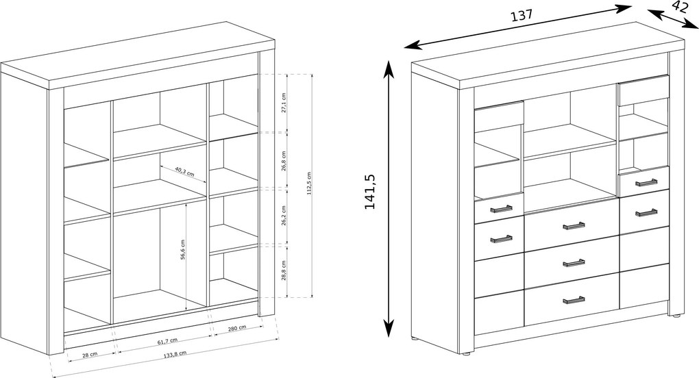 Komoda ZERI 137 cm do Salonu Sypialni Brązowy