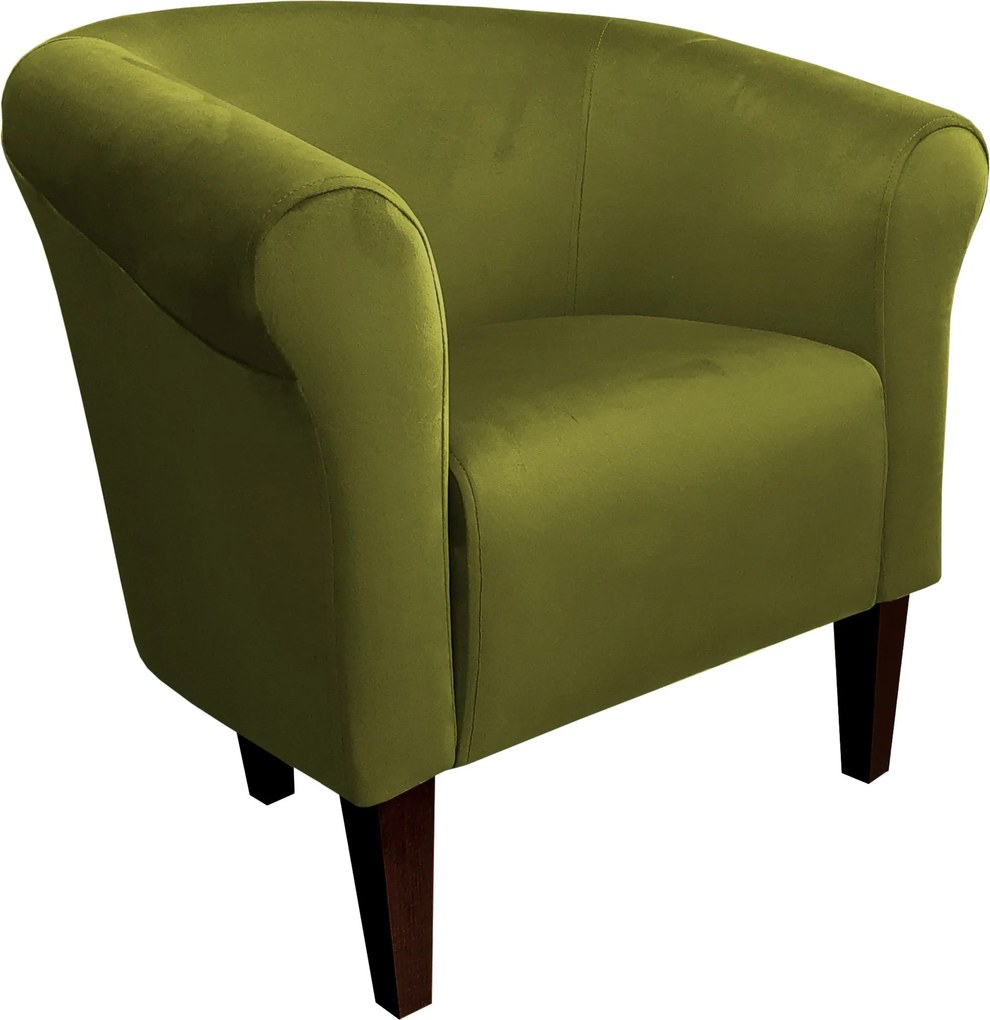 Fotel Milo tkanina Welur wygodny fotel tapicerowany do salonu i sypialni : Kolor nogi - Venge, Kolor tkaniny - VELVET - BL75, Wysokość nogi - 20 cm