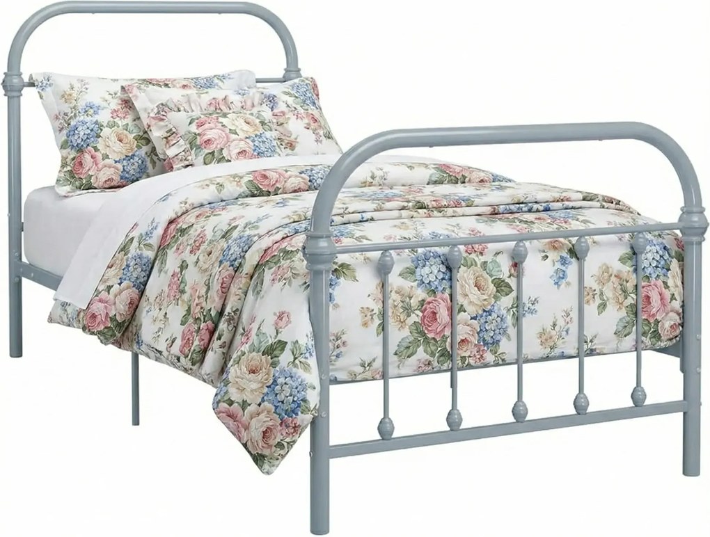 Szare metalowe łózko w stylu loft 100x200 cm L2-S53