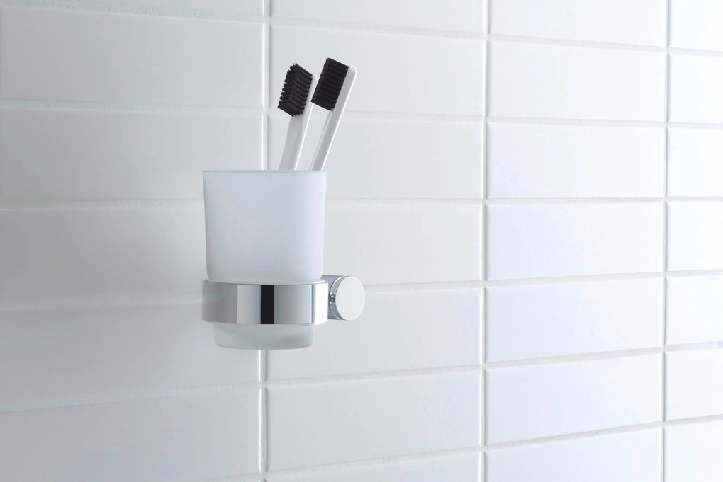 Duravit D-Code kubek na szczoteczki do zębówChrom - lewostronny
