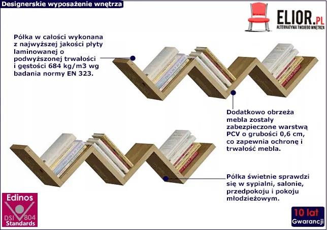 Zestaw dwóch półek ściennych dąb artisan Alra