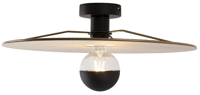 Lampa sufitowa czarna z płaskim kloszem w kolorze taupe 45 cm - Combi Nowoczesny Oswietlenie wewnetrzne