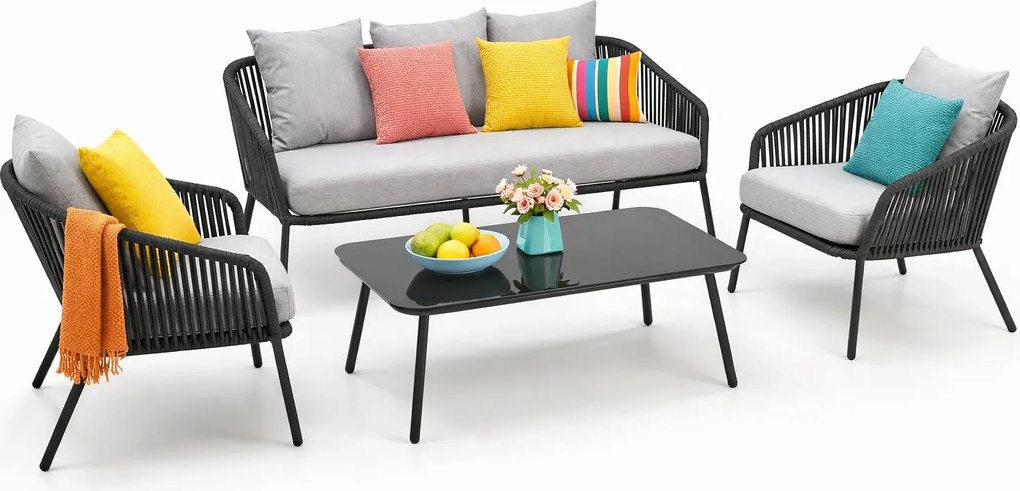 Zestaw szarych mebli wypoczynkowych do ogrodu K2-A68