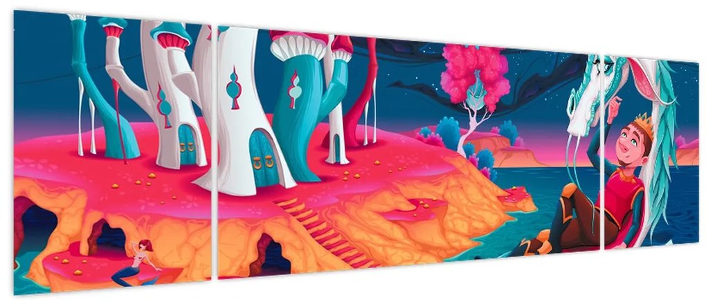 Obraz - Książę i smocza księżniczka (170x50 cm)